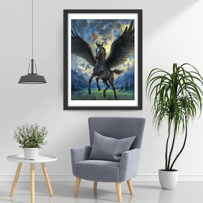 Black Unicorn avec Wings Diamond Painting