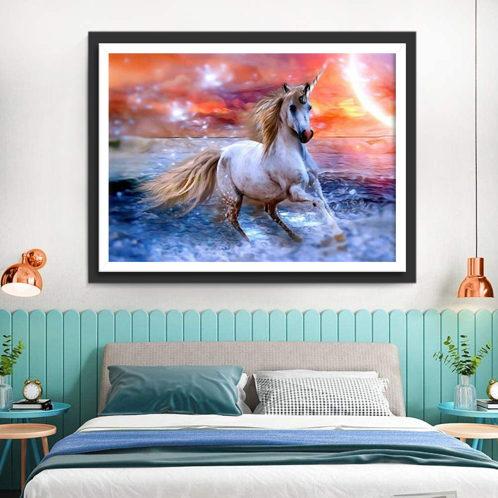 Unicorn Running in the Sea Diamond Painting