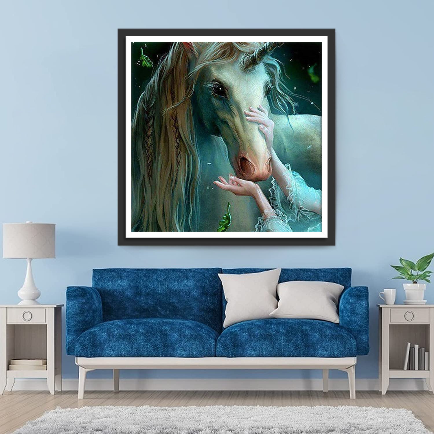 Girl Flattering Unicorn Diamond Painting