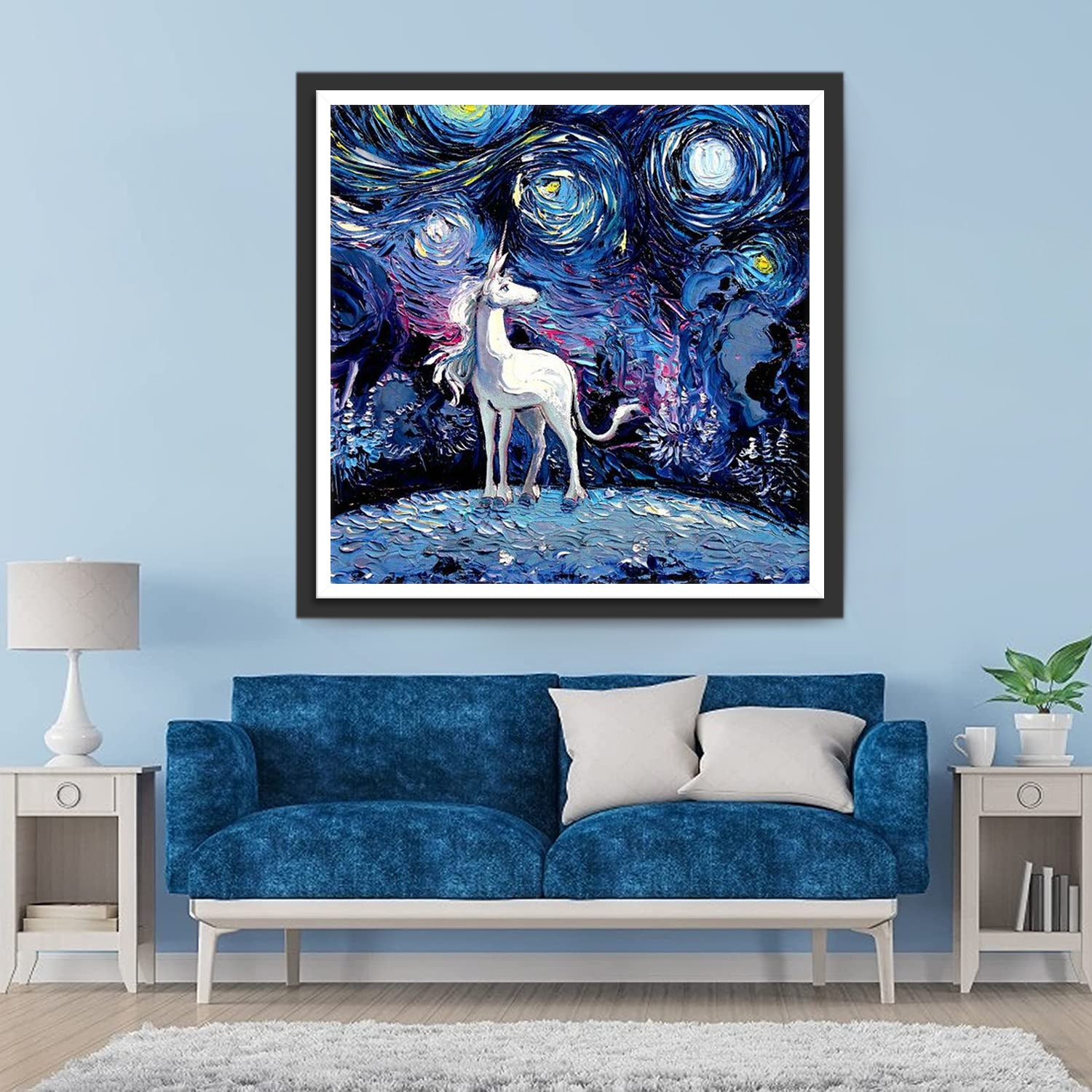 White Unicorn and the Starry Night Diamond Painting