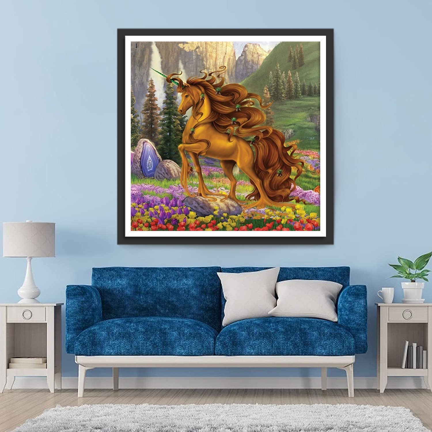Brown Unicorn with Long Mane Diamond Painting