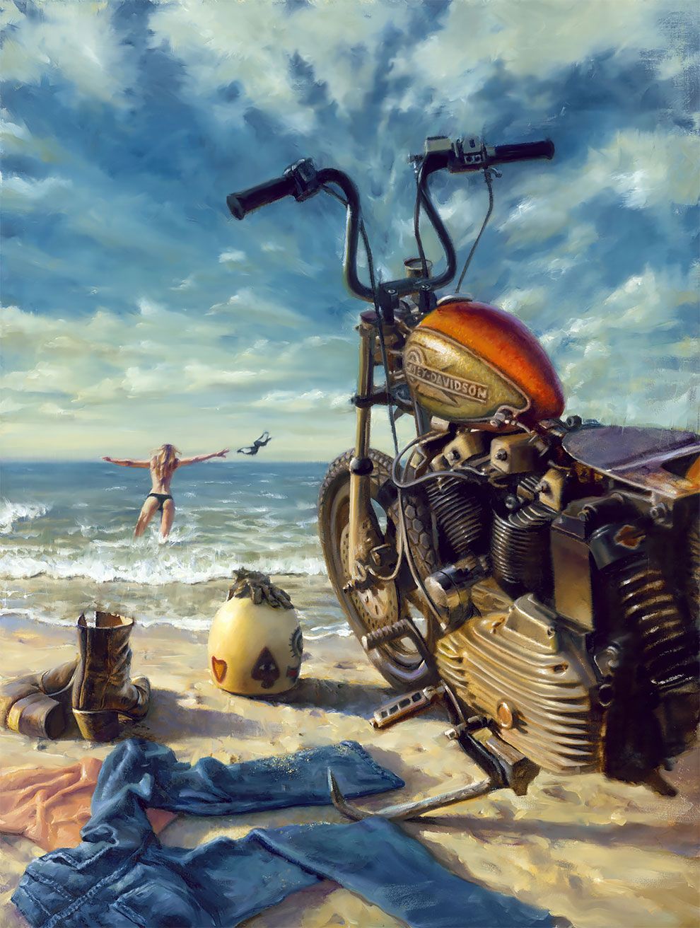 Motorcycle on Beach Diamond Painting