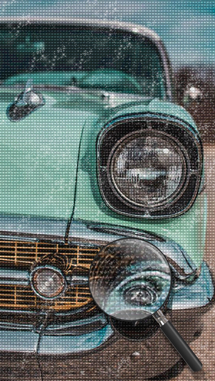 Blue-Green Retro Car 5D DIY Diamond Painting Kits