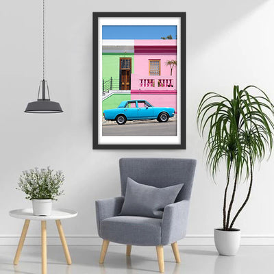 Blue Car and the Pink and Green House 5D DIY Diamond Painting Kits