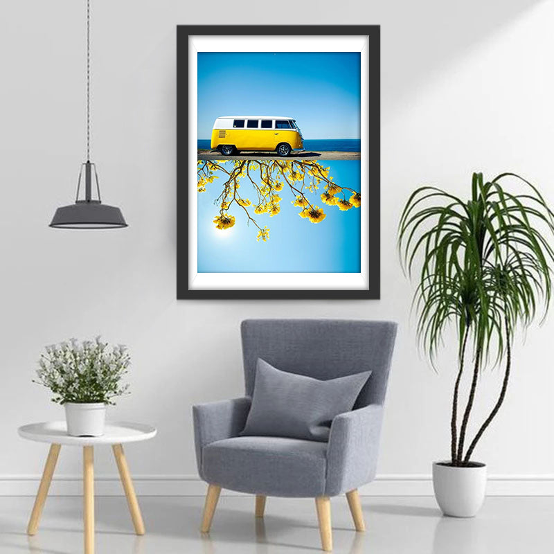 Bus and Yellow Flowers Diamond Painting