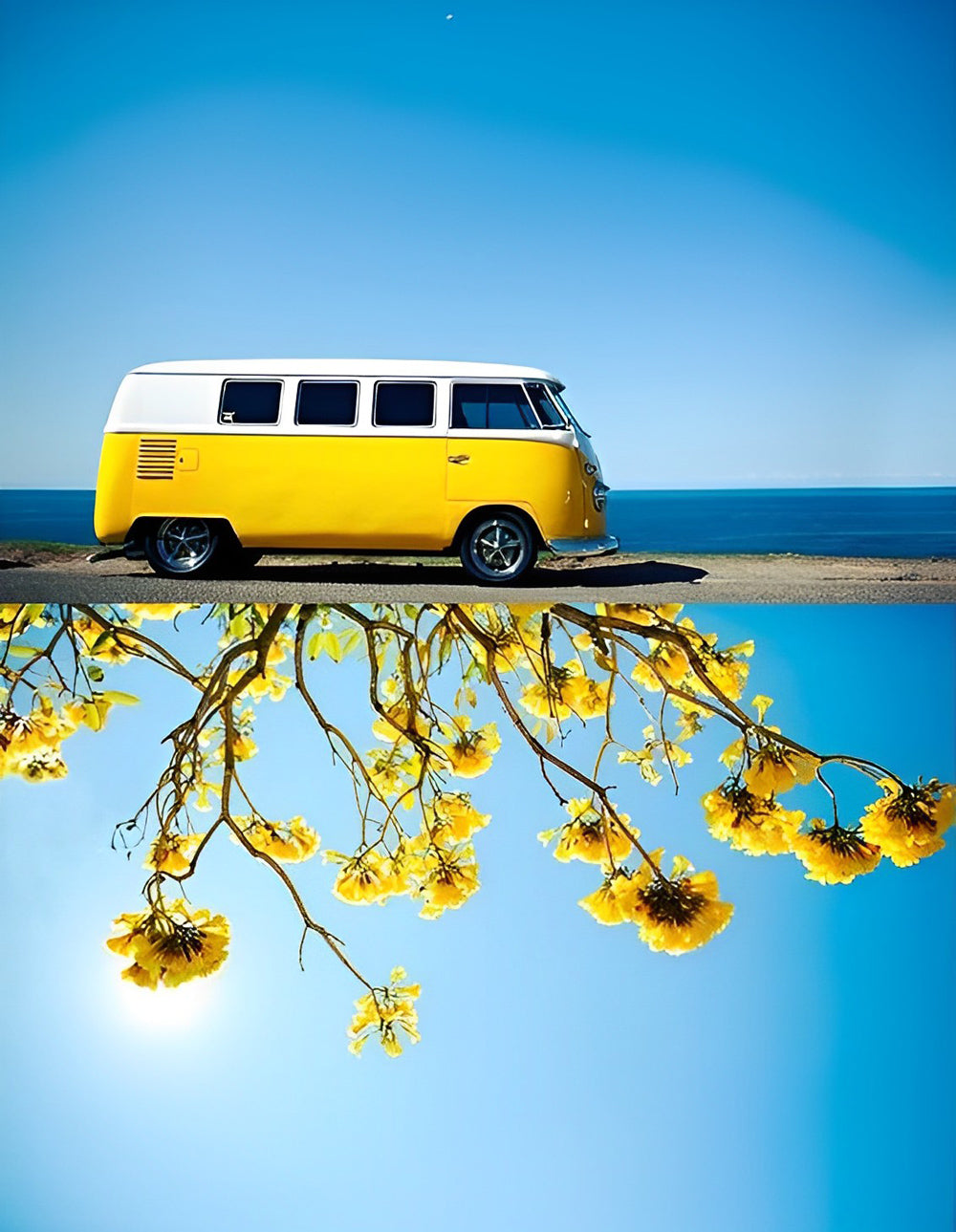 Bus and Yellow Flowers Diamond Painting