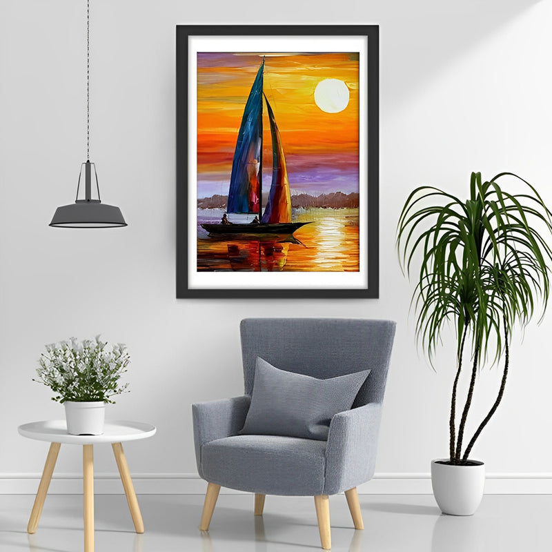 Small Sailboat Drawn Diamond Painting