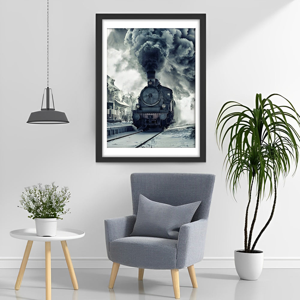 Train Emitting Thick Smoke Diamond Painting