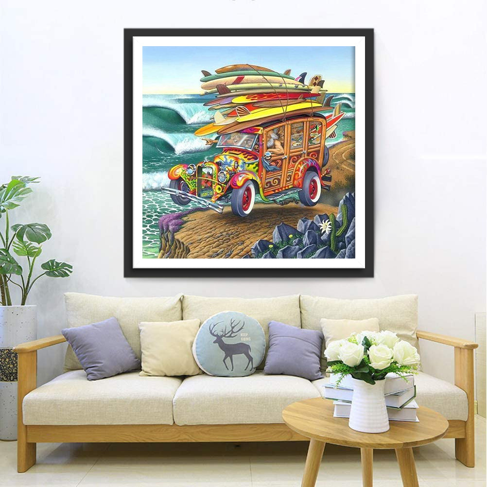 Car and Surfboards Diamond Painting