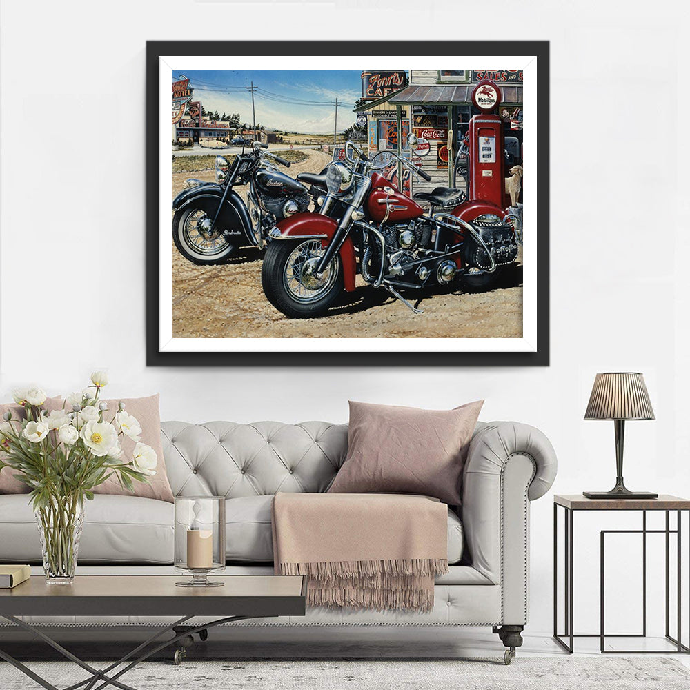 Two Motorcycles from the American West Diamond Painting