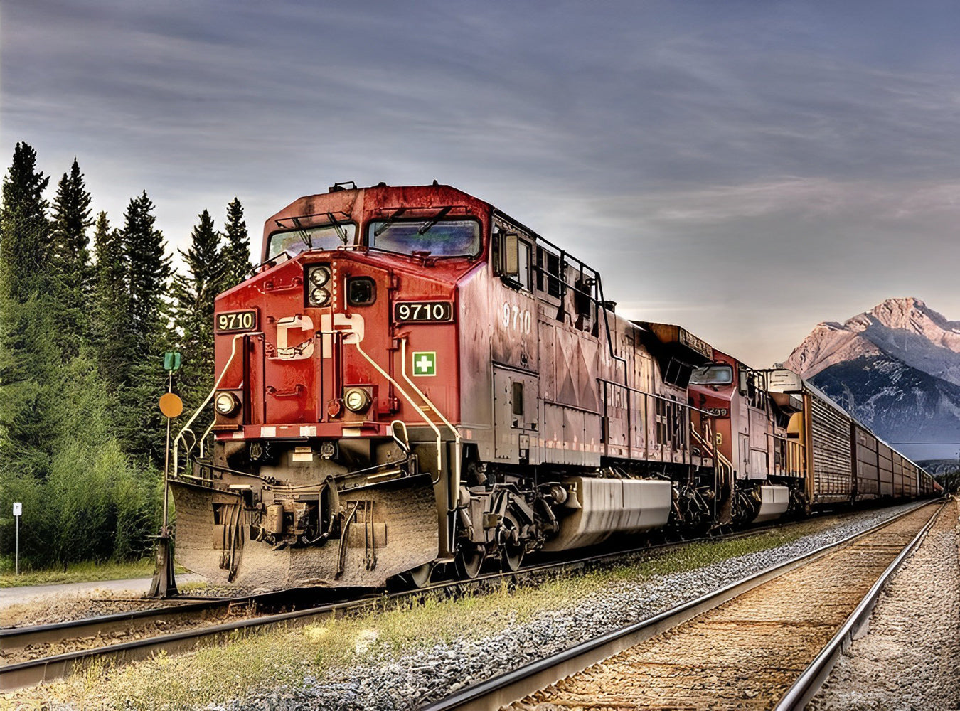 Red Freight Train Diamond Painting