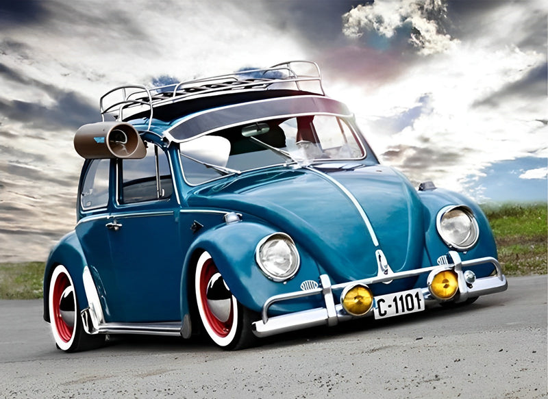 Volkswagen Beetle Blue Diamond Painting