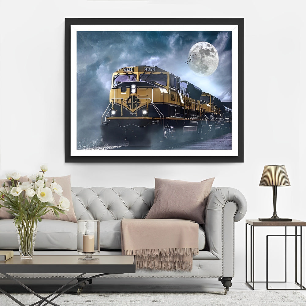 Train and Moon Diamond Painting