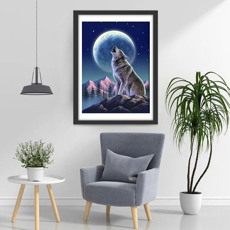 Wolf and Blue Moon Diamond Painting