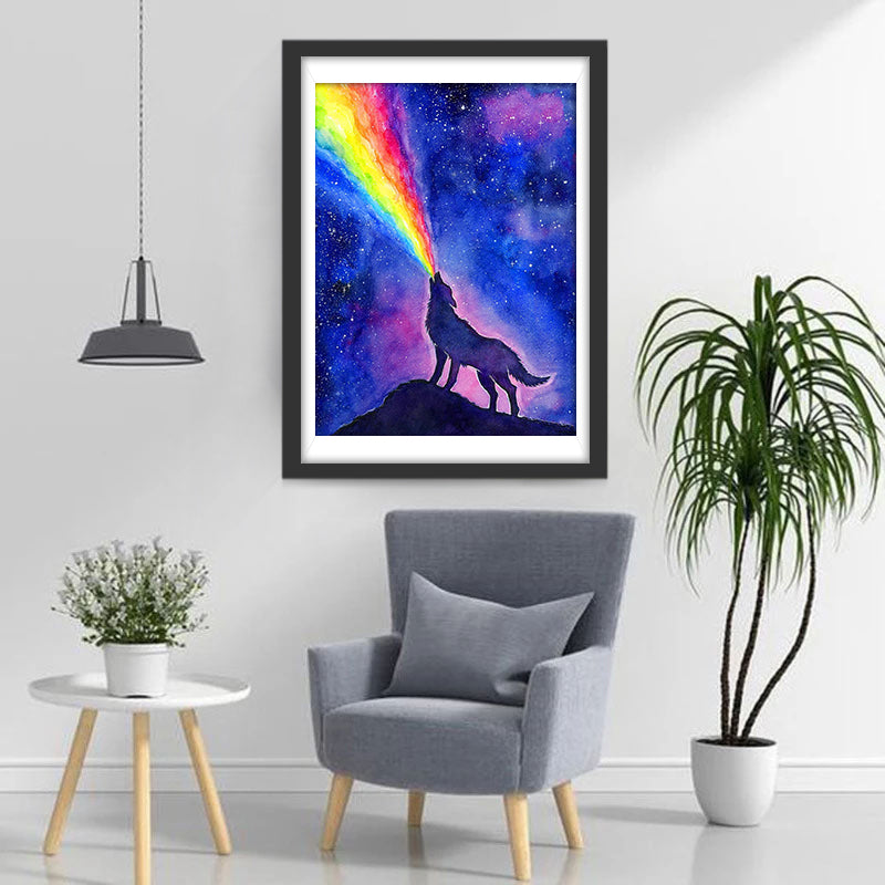 Howling Wolf and the Rainbow Diamond Painting