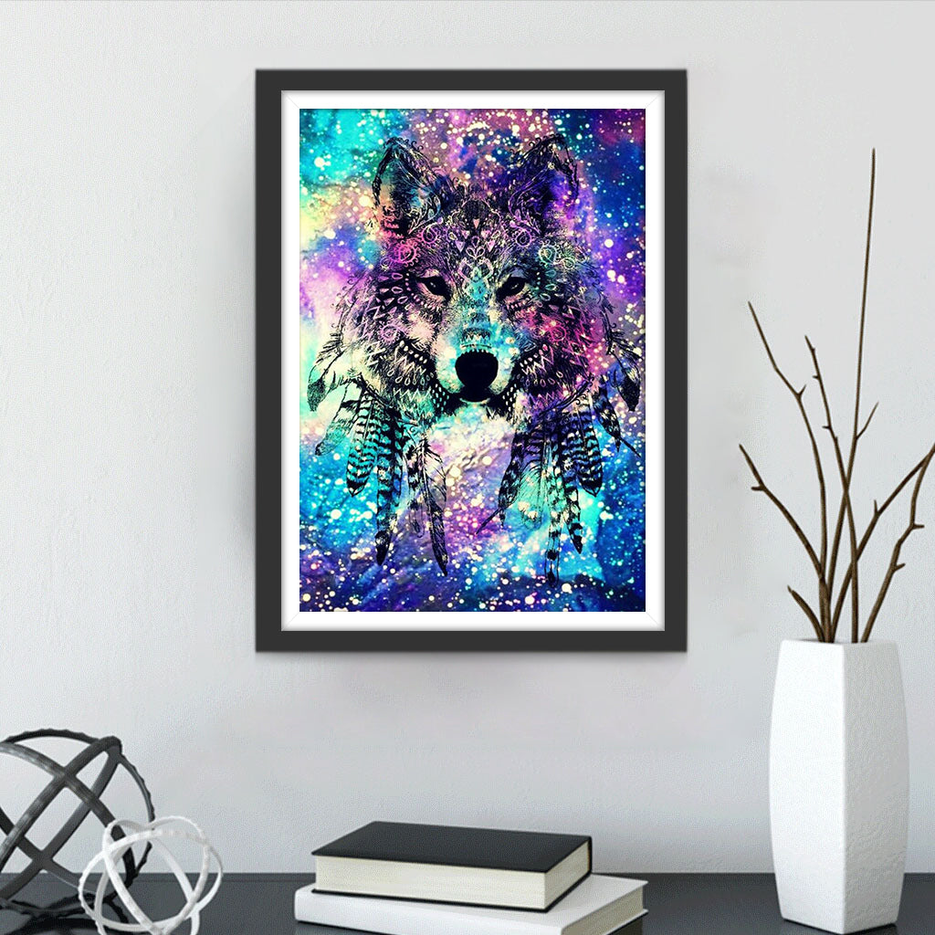 Wolf with Black Patterns Diamond Painting