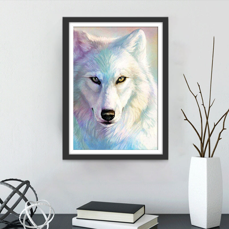 White Wolf in Gorgeous Colors Diamond Painting