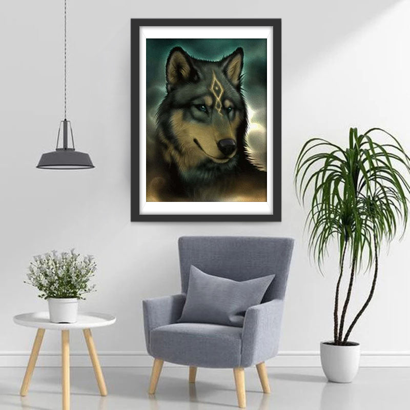 Wolf with Golden Patterns Diamond Painting