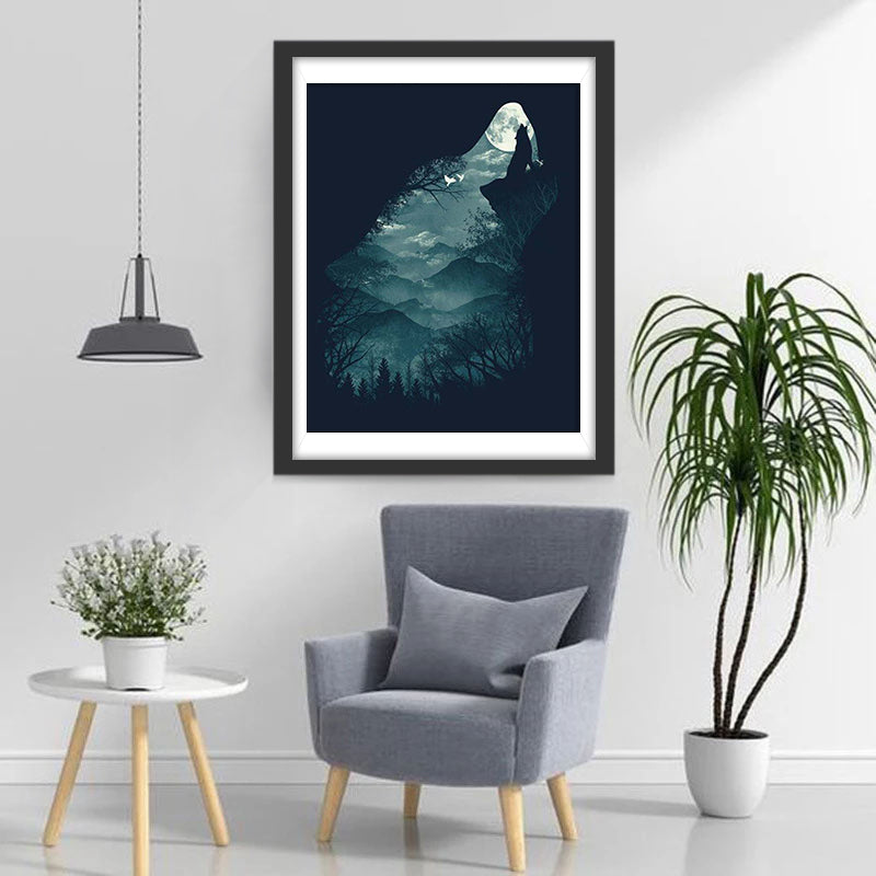 Howling Wolf To the Moon Diamond Painting