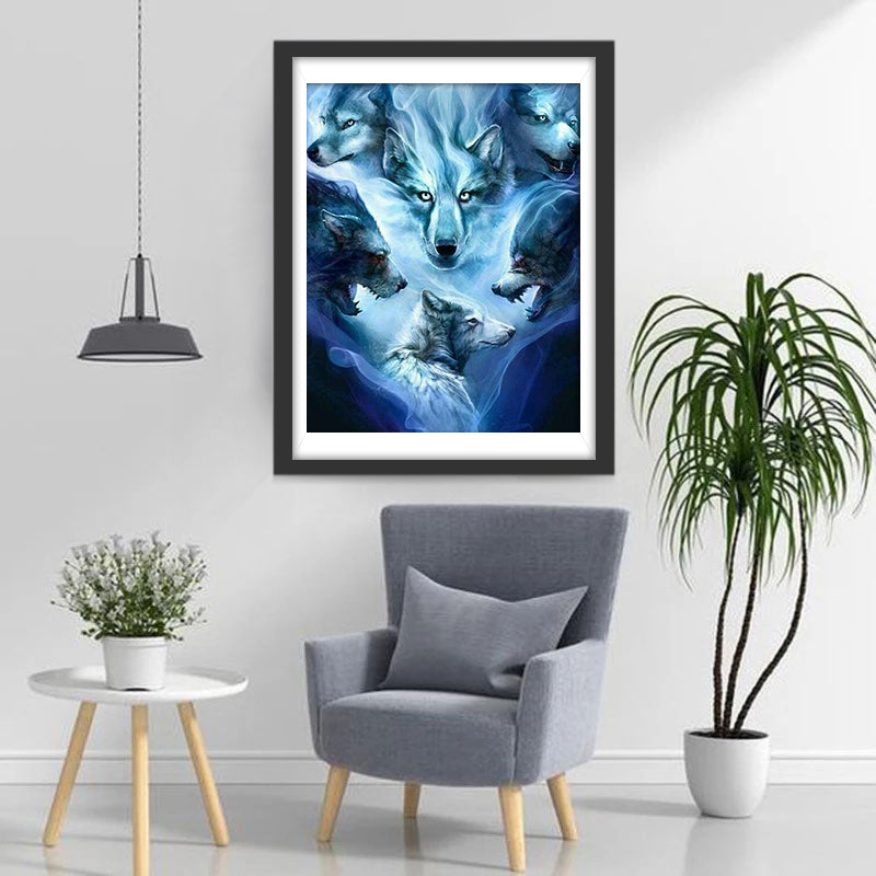 Six howling wolves Animal Diamond Painting