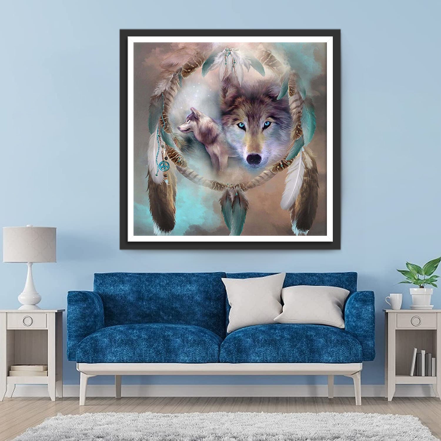 Green Wolf Dream Catcher Diamond Painting