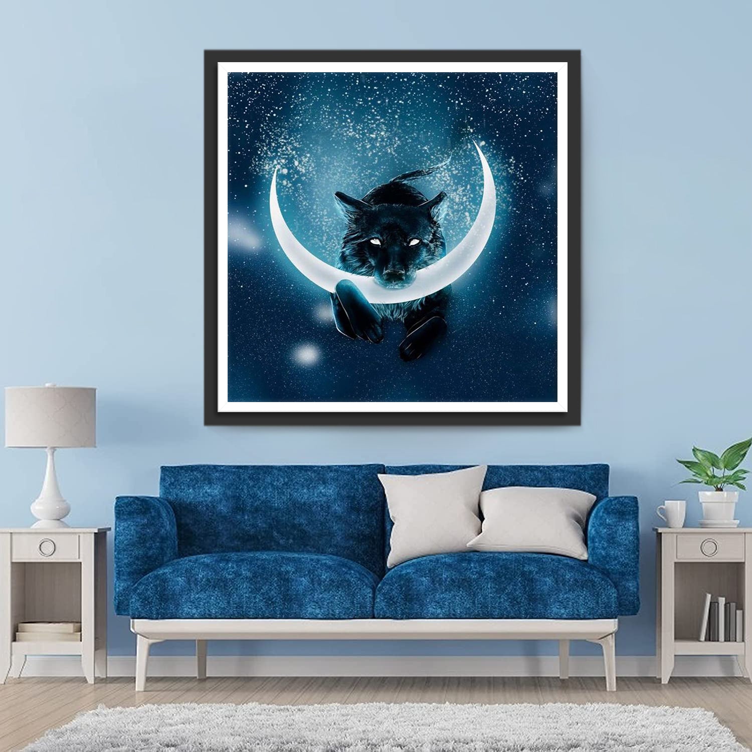 Black Wolf Eating the Moon Diamond Painting