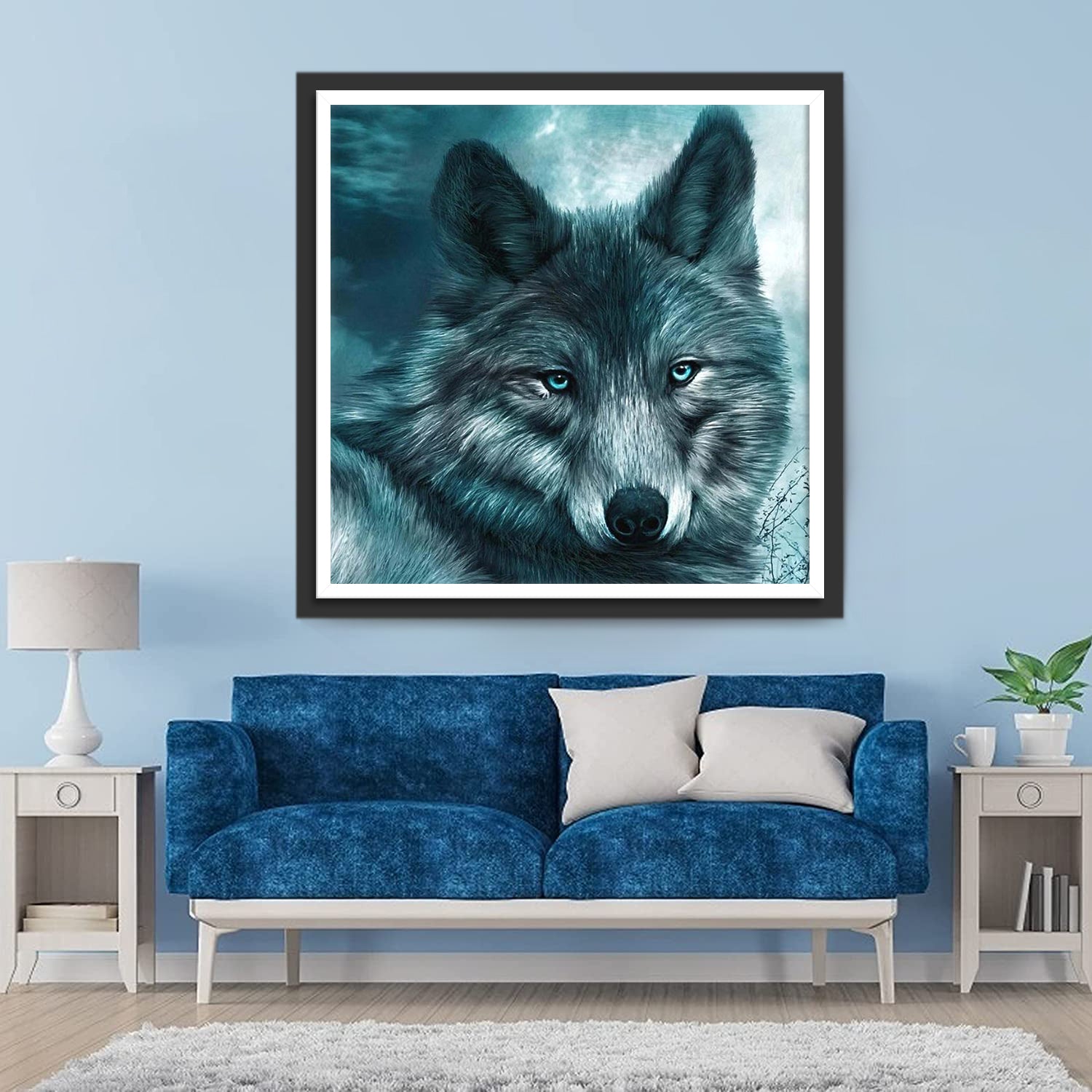 Blue-Eyed Gray Wolf Diamond Painting