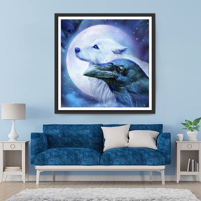 White Wolf and the Raven Diamond Painting