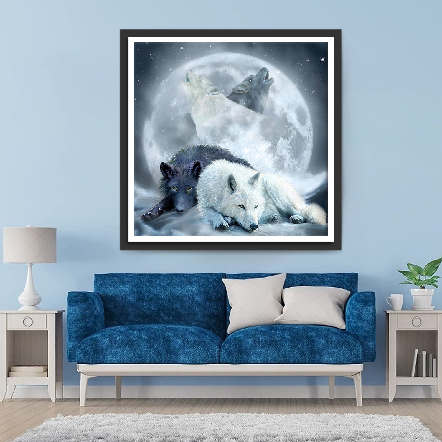 Wolfs and Moon Diamond Painting