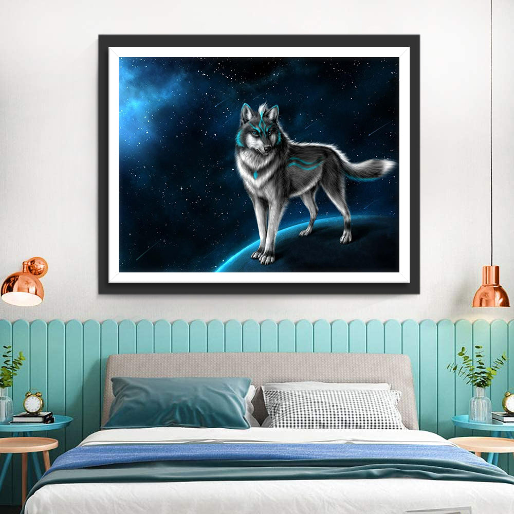 Wolf on the Moon Diamond Painting