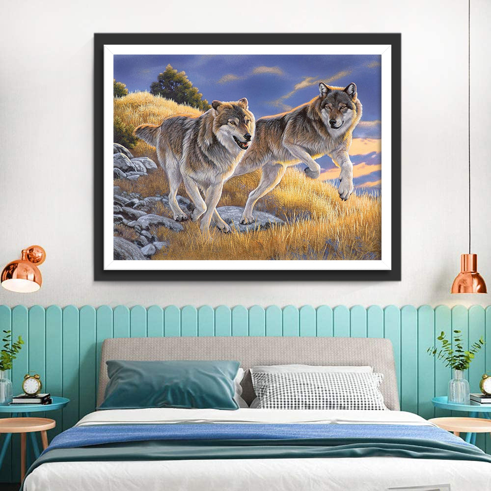 Two Wolves in the Wasteland Diamond Painting