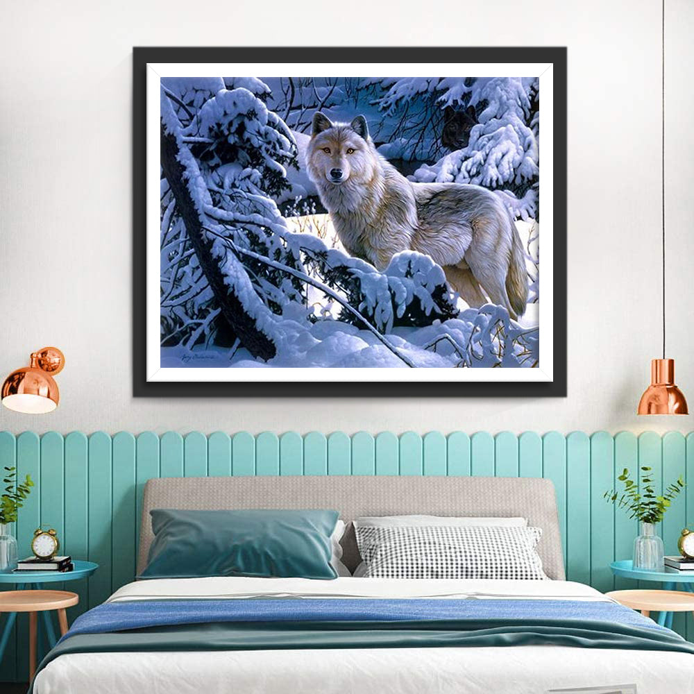 Gray Wolf in the Snow Diamond Painting