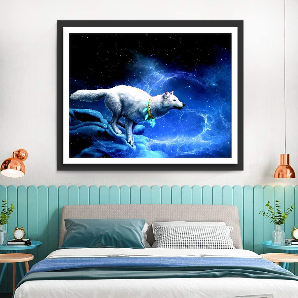 Running White Wolf Diamond Painting
