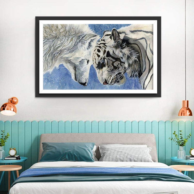White Wolf and Tiger Diamond Painting