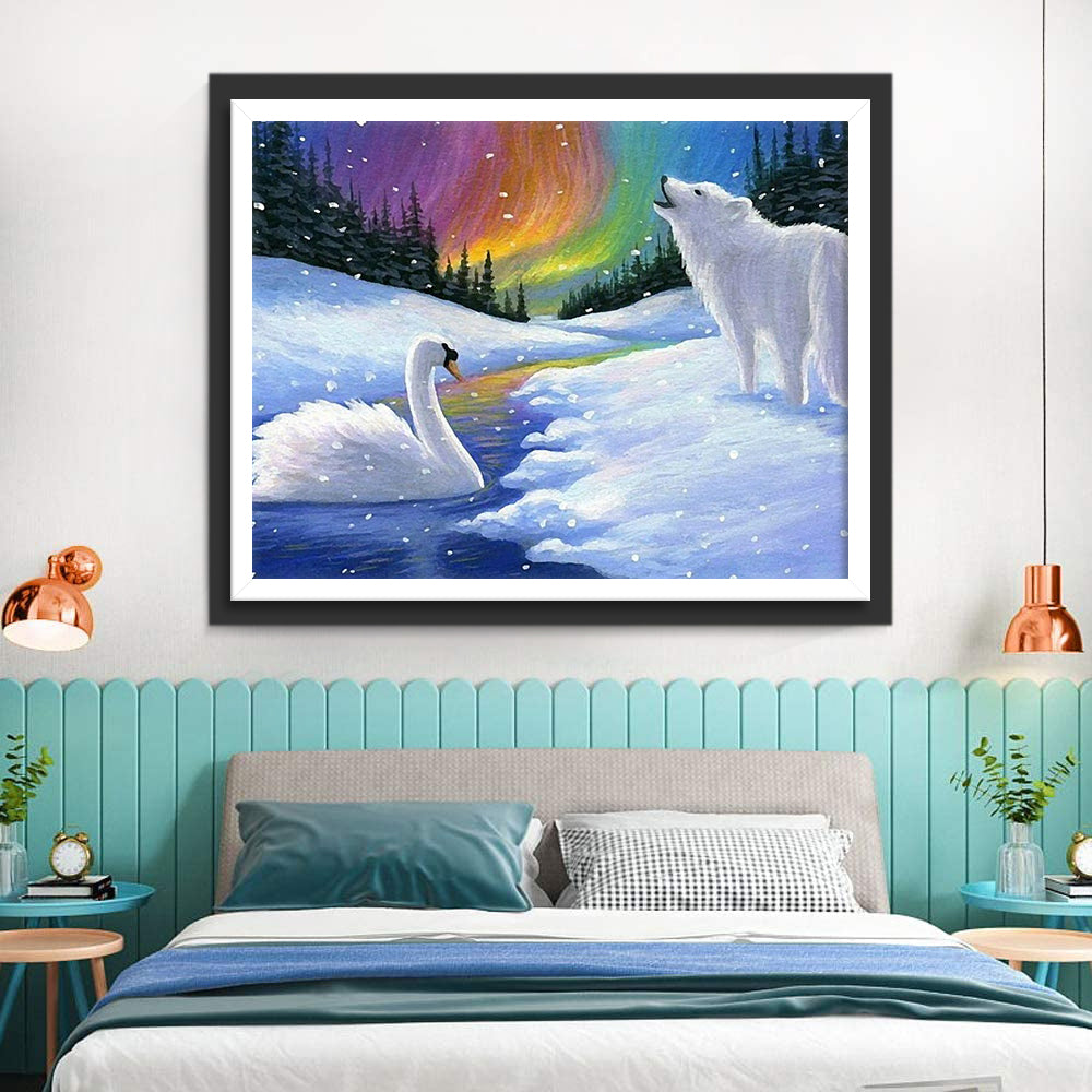 Howling Wolf and Swan Diamond Painting