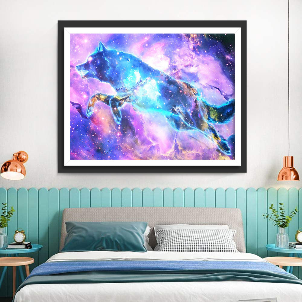 Blue Light Wolf Diamond Painting
